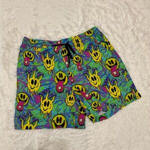 New xl neon happy face swim shorts trunk board festival raver outfit Y2K rave